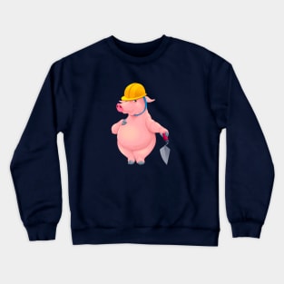 Bricklayer pig with tool Crewneck Sweatshirt